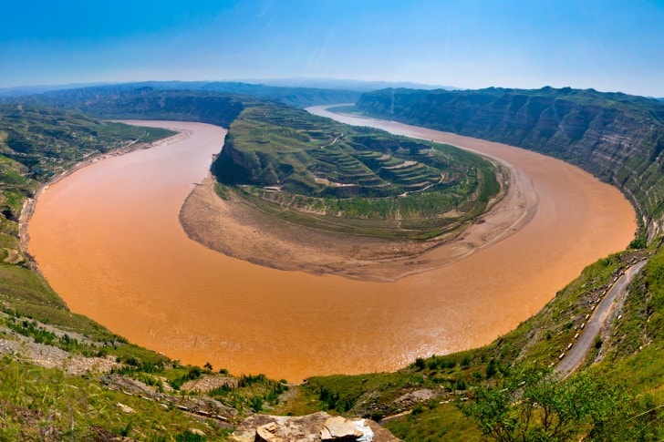Yellow river in China changes its color due to pollution.