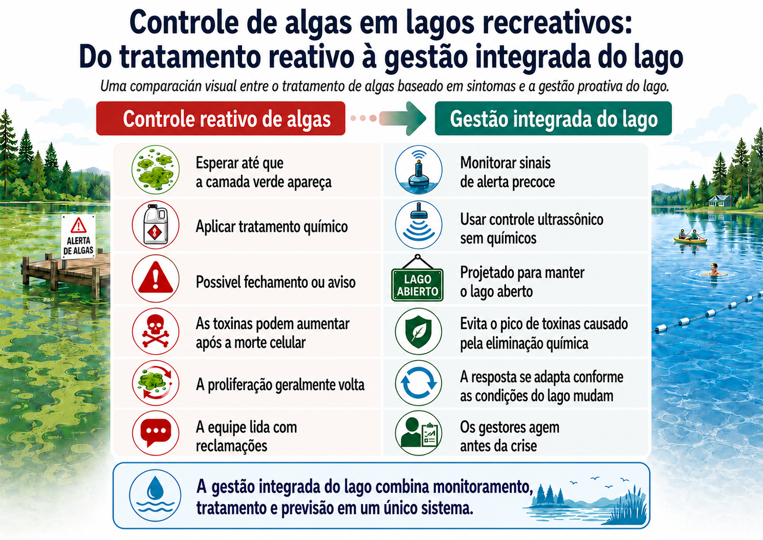 Controle de algas em lagos recreativos